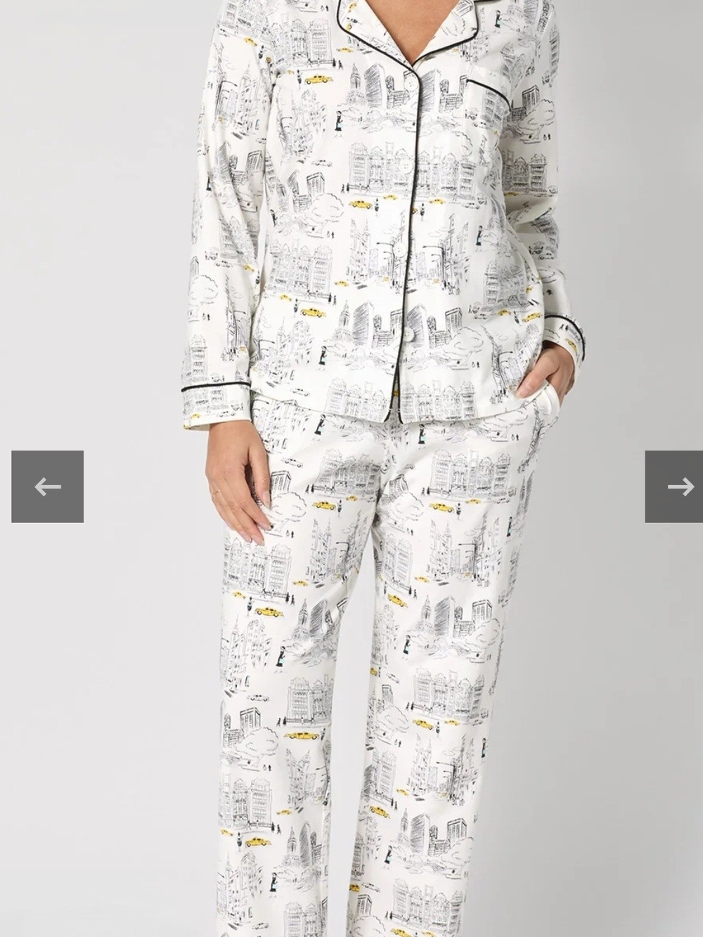 Bed Head City Sketch White Cotton Pajama Pants Set Comfort Soft Sleepware